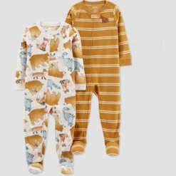 Carter's Just One You®️ Toddler Boys' 2pk Bear Fox And Striped Fleece Footed Pajama - Gold -Carter's Just One You®️ GUEST fd205256 e964 401d bf32 b97360611f93