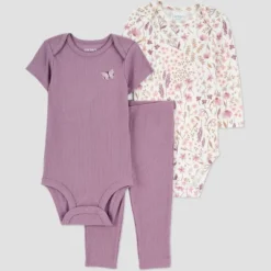 Carter's Just One You® Baby Girls' 3pc Floral Bodysuit Set - Purple -Carter's Just One You®️ GUEST fd9969c4 1a46 463d a517 c40ccd1509b9