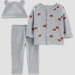 Carter's Just One You® Baby 3pc Bear Thermal Top & Bottom Set With Hat - Gray -Carter's Just One You®️ GUEST ff205a04 addb 4dc2 9fc5 3d4956f90288